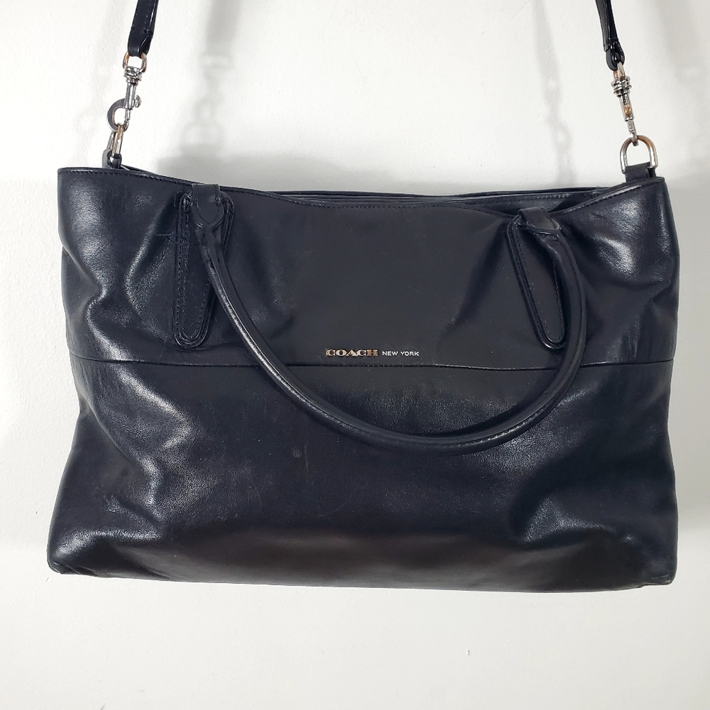 Coach 32291 Borough Bag Black Soft Nappa Leather 2/Way Shoulder Bag